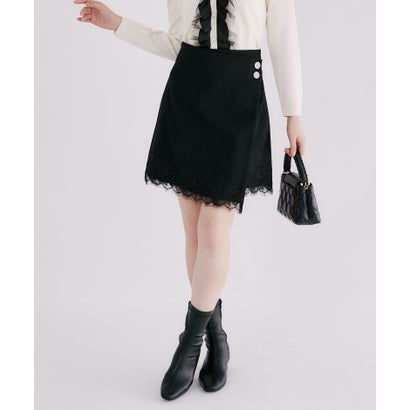 トッコクローゼット tocco closet ビジューボタン付きレーストリムラップミニスカート｜詳細画像