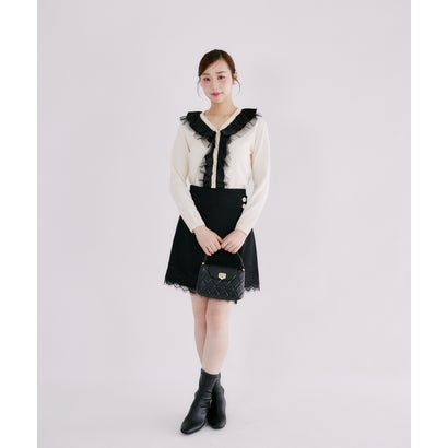 トッコクローゼット tocco closet ビジューボタン付きレーストリムラップミニスカート｜詳細画像