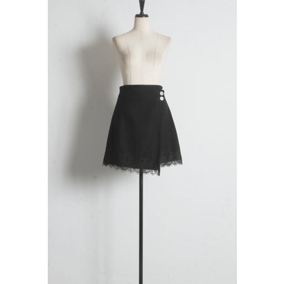 トッコクローゼット tocco closet ビジューボタン付きレーストリムラップミニスカート｜詳細画像