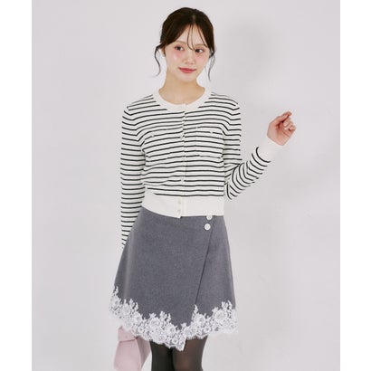 トッコクローゼット tocco closet ビジューボタン付きレーストリムラップミニスカート｜詳細画像