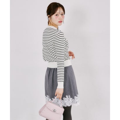 トッコクローゼット tocco closet ビジューボタン付きレーストリムラップミニスカート｜詳細画像
