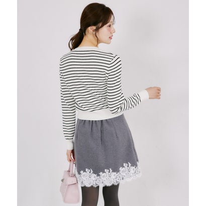 トッコクローゼット tocco closet ビジューボタン付きレーストリムラップミニスカート｜詳細画像