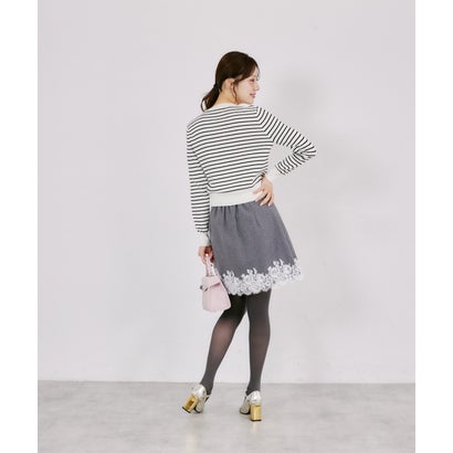 トッコクローゼット tocco closet ビジューボタン付きレーストリムラップミニスカート｜詳細画像