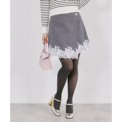トッコクローゼット tocco closet ビジューボタン付きレーストリムラップミニスカート｜詳細画像