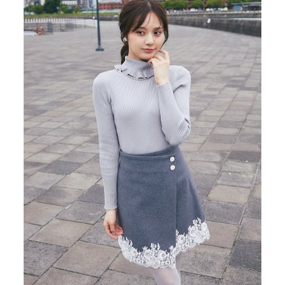 トッコクローゼット tocco closet ビジューボタン付きレーストリムラップミニスカート｜詳細画像