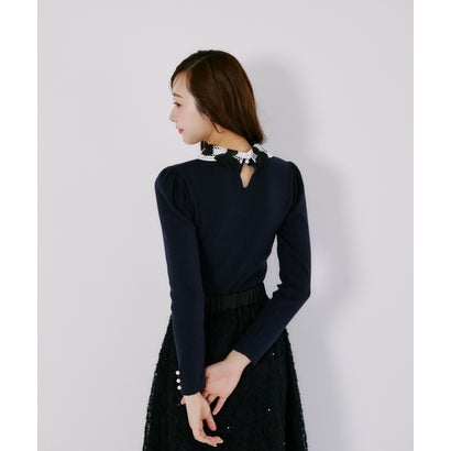 トッコクローゼット tocco closet 2WAYリボンレース襟付きリブニットプルオーバー｜詳細画像