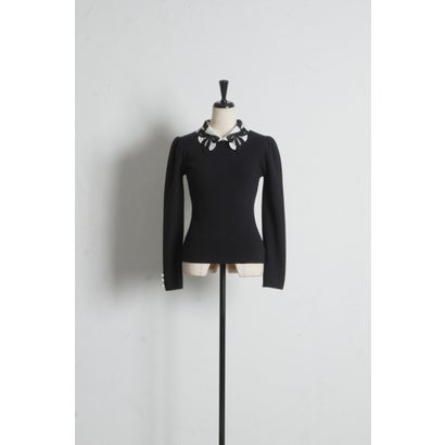 トッコクローゼット tocco closet 2WAYリボンレース襟付きリブニットプルオーバー｜詳細画像