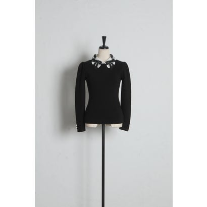 トッコクローゼット tocco closet 2WAYリボンレース襟付きリブニットプルオーバー｜詳細画像