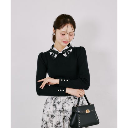 トッコクローゼット tocco closet 2WAYリボンレース襟付きリブニットプルオーバー｜詳細画像
