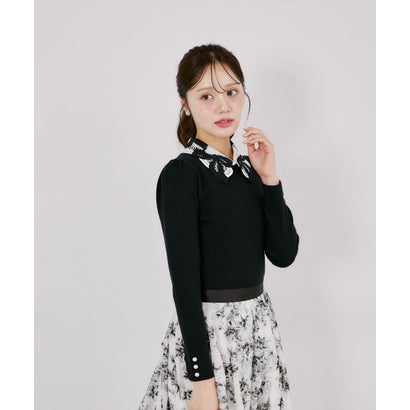 トッコクローゼット tocco closet 2WAYリボンレース襟付きリブニットプルオーバー｜詳細画像