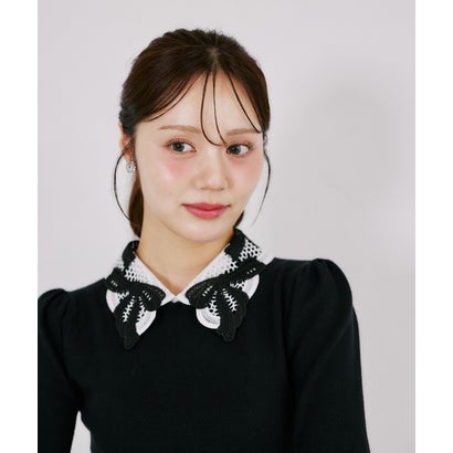 トッコクローゼット tocco closet 2WAYリボンレース襟付きリブニットプルオーバー｜詳細画像