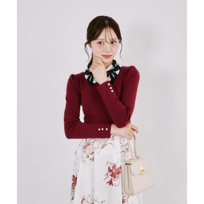 トッコクローゼット tocco closet 2WAYリボンレース襟付きリブニットプルオーバー｜詳細画像