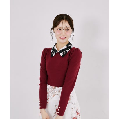トッコクローゼット tocco closet 2WAYリボンレース襟付きリブニットプルオーバー｜詳細画像