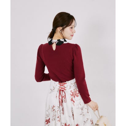 トッコクローゼット tocco closet 2WAYリボンレース襟付きリブニットプルオーバー｜詳細画像