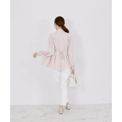 トッコクローゼット tocco closet ベロアリボン付きフラワービジュー釦タックチュニックブラウス｜詳細画像