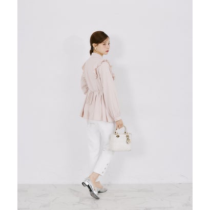 トッコクローゼット tocco closet ベロアリボン付きフラワービジュー釦タックチュニックブラウス｜詳細画像