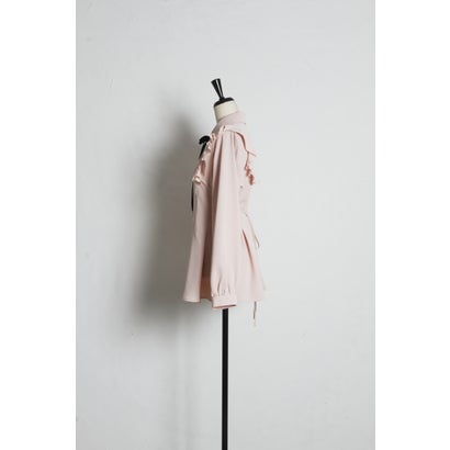 トッコクローゼット tocco closet ベロアリボン付きフラワービジュー釦タックチュニックブラウス｜詳細画像