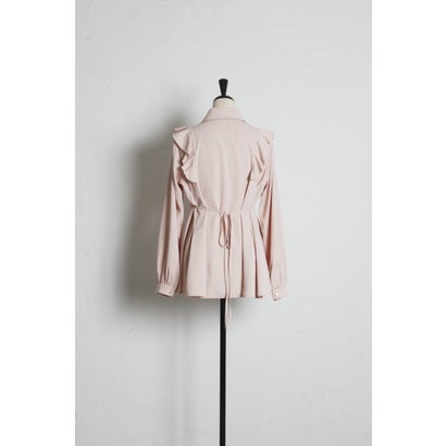 トッコクローゼット tocco closet ベロアリボン付きフラワービジュー釦タックチュニックブラウス｜詳細画像