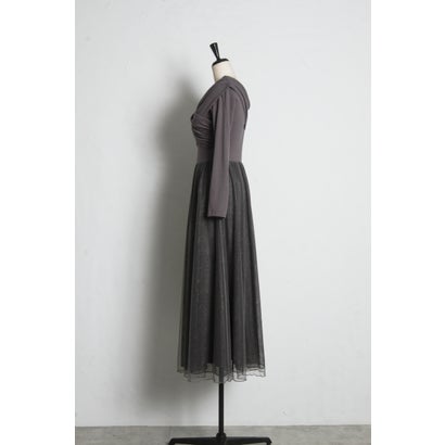 トッコクローゼット tocco closet オフショルカットソー×ラメレースドッキングワンピース｜詳細画像
