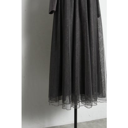 トッコクローゼット tocco closet オフショルカットソー×ラメレースドッキングワンピース｜詳細画像