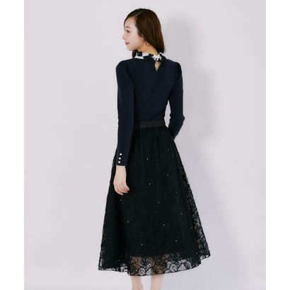 トッコクローゼット tocco closet パール装飾フェザーレースフレアスカート｜詳細画像