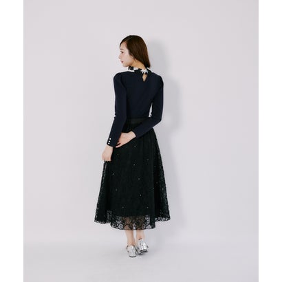 トッコクローゼット tocco closet パール装飾フェザーレースフレアスカート｜詳細画像