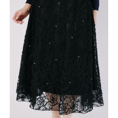 トッコクローゼット tocco closet パール装飾フェザーレースフレアスカート｜詳細画像