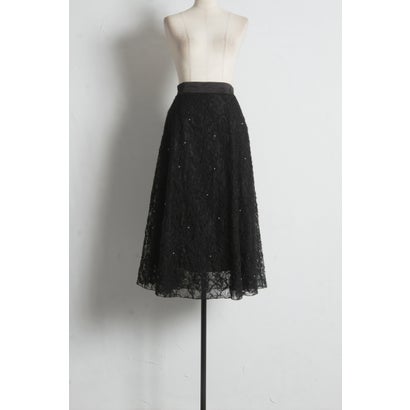 トッコクローゼット tocco closet パール装飾フェザーレースフレアスカート｜詳細画像