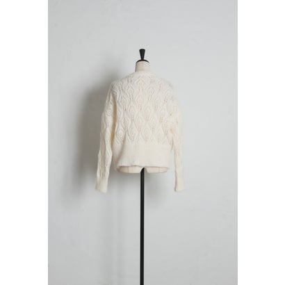 トッコクローゼット tocco closet ビジュー×シアーリボン付き透かし編みニットカーディガン｜詳細画像