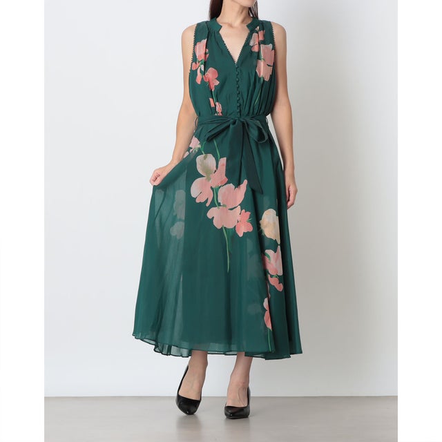 Lucinda Button Floral Dress （Teal）