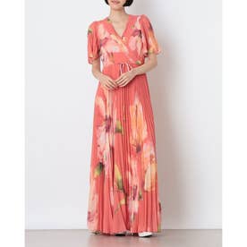 Abigail Pleated Print Dress （Orange）
