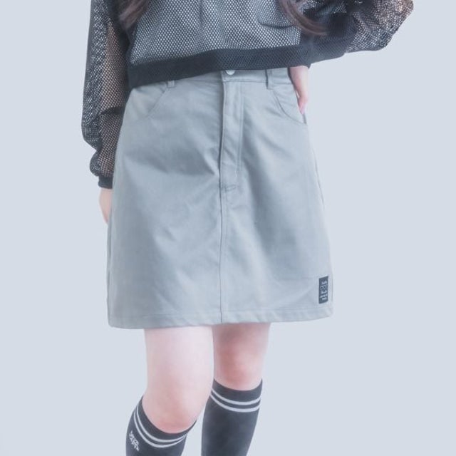 【別注】ツイル台形ミニスカート （グレー）