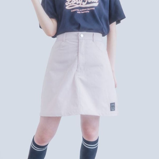 【別注】ツイル台形ミニスカート （ライト ピンク）