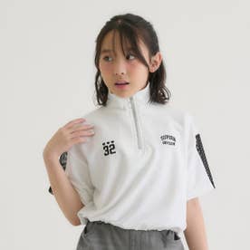 袖メッシュハーフジップ半袖Tシャツ2 （オフ ホワイト）