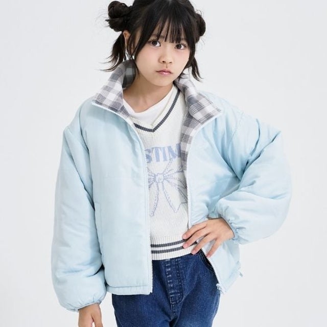 リバーシブルチェック柄ブルゾン （ミント）