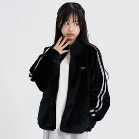 フェイクファーリブハイネックブルゾン （黒）