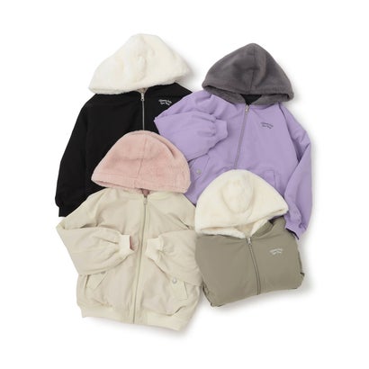 リバーブルフードつきフェイクファーブルゾン （アイボリー）｜詳細画像