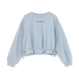 裾フリルリボンラインストーントレーナー （サックス）