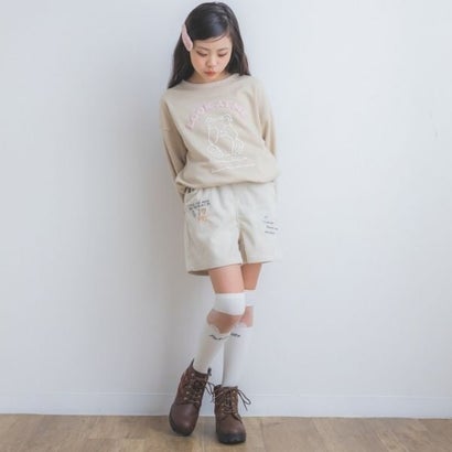 ピンク ラテ PINK-latte レタリング刺繍コーデュロイショートパンツ （アイボリー）｜詳細画像