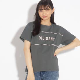【コットン100％】3DロゴししゅうTシャツ (チャコールグレー)