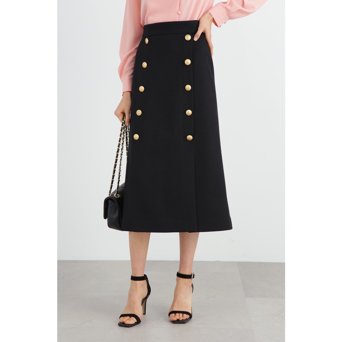 PINKY & DIANNE ツイードマリンスカート ブラック -ファッション通販