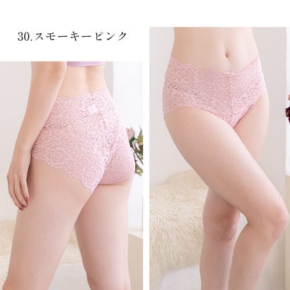 ピンクピンクピンク PINK PINK PINK 選べる3枚セット 深履き総レースショーツ 【返品不可商品】 （ピンク2枚＋ホワイト1枚）｜詳細画像