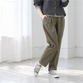 テーパードパンツ 裏起毛 ストレッチ あったか 保温 ズボン （75.カーキ）