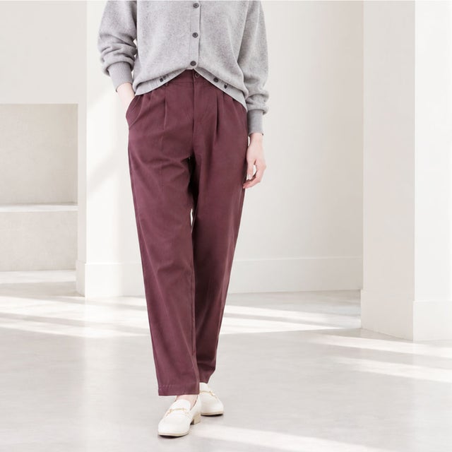 テーパードパンツ 裏起毛 ストレッチ あったか 保温 ズボン （40.ブラウン）