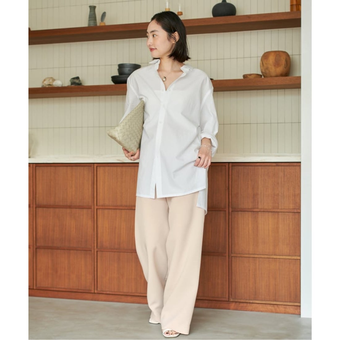 プラージュ Plage MY_minimal fit wide パンツ （ベージュ