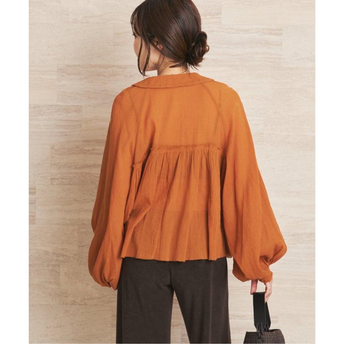 プラージュ Plage Crepe BOHO ブラウス （オレンジ） -ファッション 