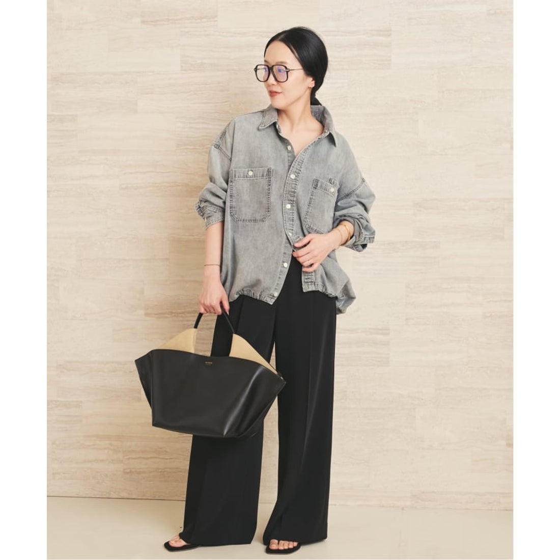 プラージュ Plage ballon denim シャツ（グレー） -ファッション通販