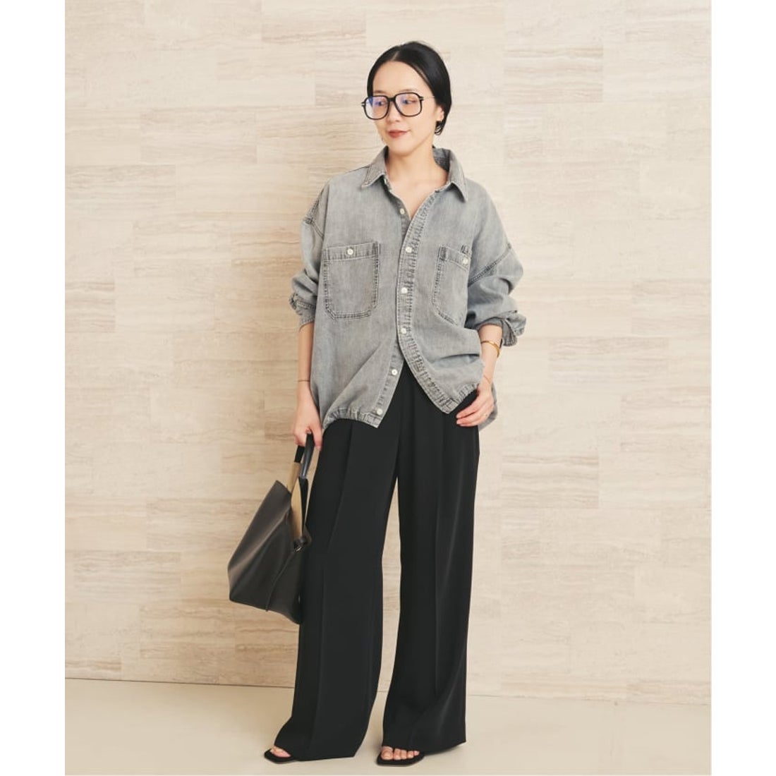 プラージュ Plage ballon denim シャツ（グレー） -ファッション通販