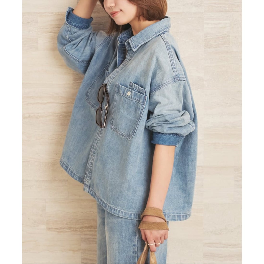 プラージュ Plage ballon denim シャツ（グレー） - ファッション通販
