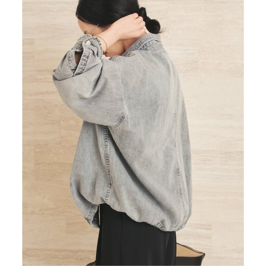 プラージュ Plage ballon denim シャツ（グレー） - ファッション通販